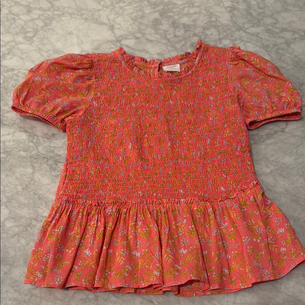 Crewcuts Pink and Orange Peplum Blouse